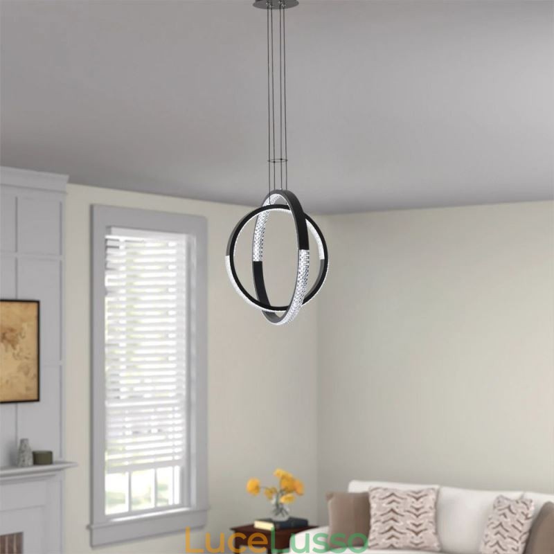 Lampadario moderno 2 anelli illuminazione pendente sala da pranzo