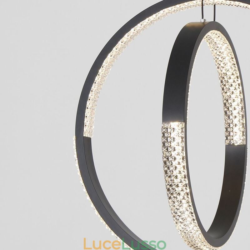 Lampadario moderno 2 anelli illuminazione pendente sala da pranzo