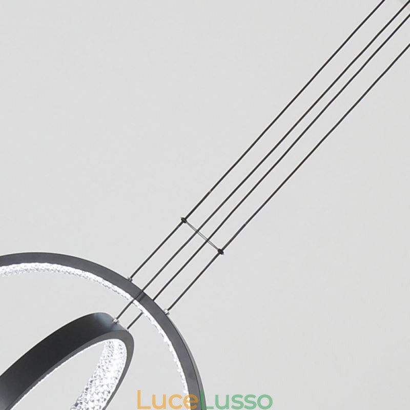 Lampadario moderno 2 anelli illuminazione pendente sala da pranzo