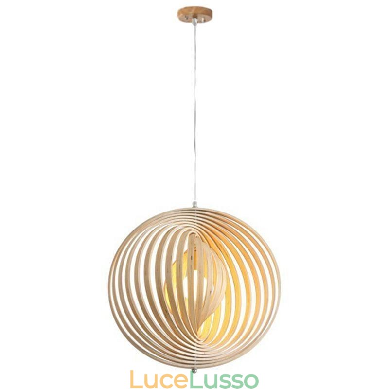 Lampadario moderno a forma di palla rotonda in tiglio