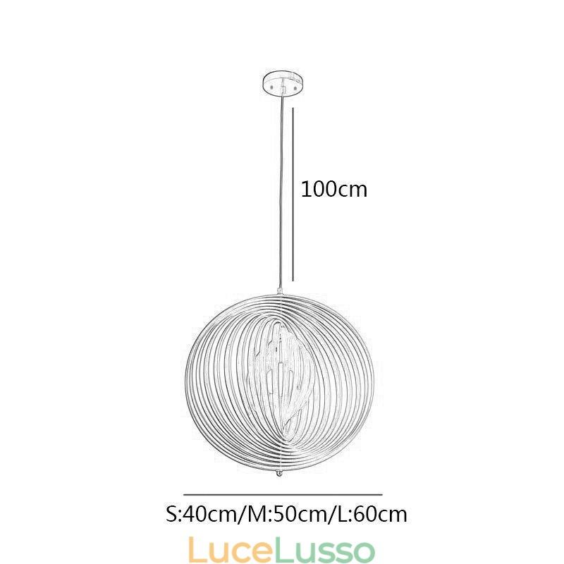Lampadario moderno a forma di palla rotonda in tiglio