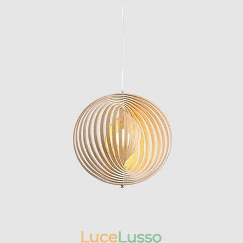 Lampadario moderno a forma di palla rotonda in tiglio