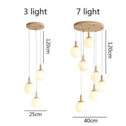 Lampada a sospensione in legno giapponese Lampada a sospensione in vetro nordico