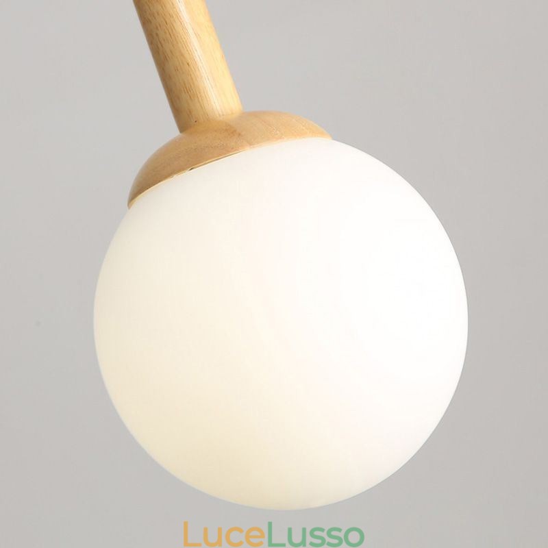 Lampada a sospensione in legno giapponese Lampada a sospensione in vetro nordico