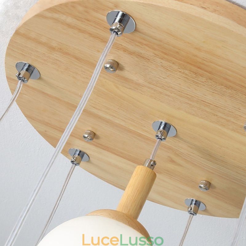 Lampada a sospensione in legno giapponese Lampada a sospensione in vetro nordico