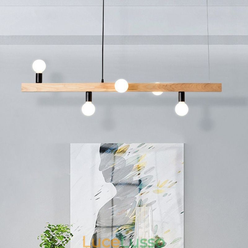 Lampadario a sospensione in legno giapponese con molecola