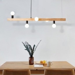 Lampadario a sospensione in legno giapponese con molecola