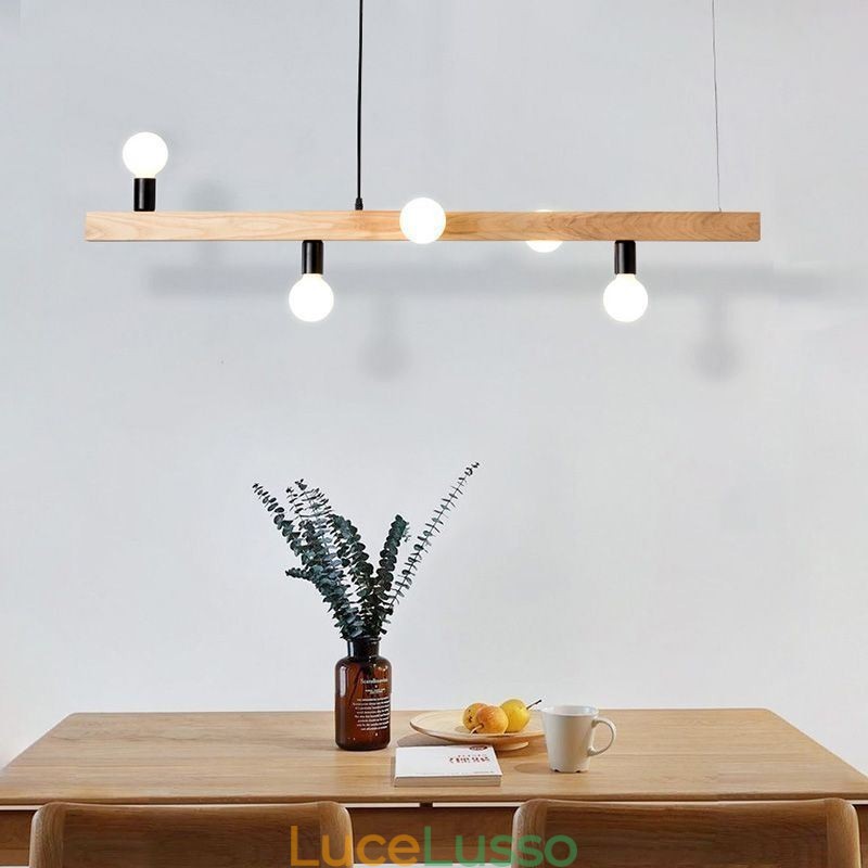 Lampadario a sospensione in legno giapponese con molecola