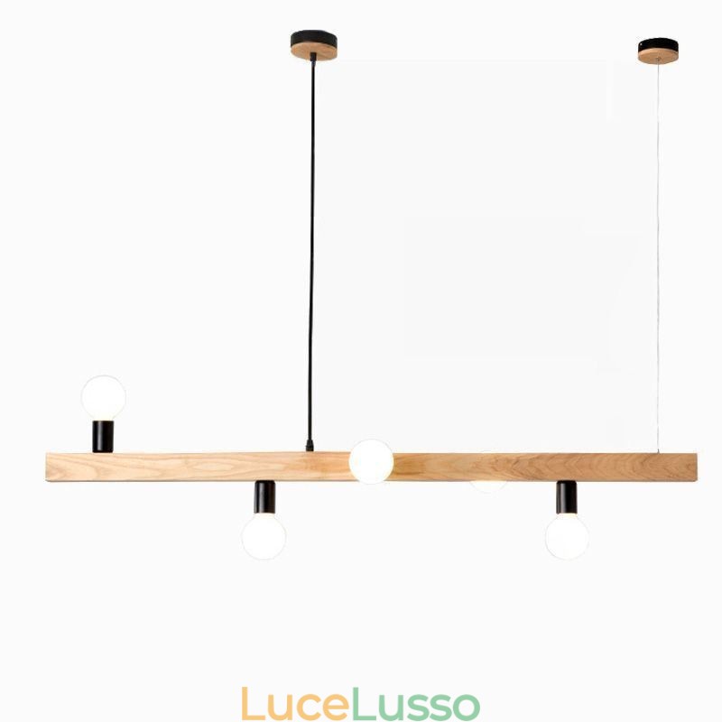 Lampadario a sospensione in legno giapponese con molecola