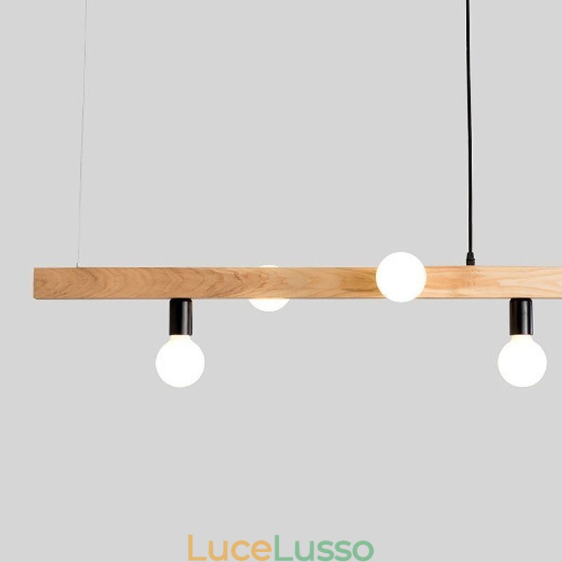 Lampadario a sospensione in legno giapponese con molecola