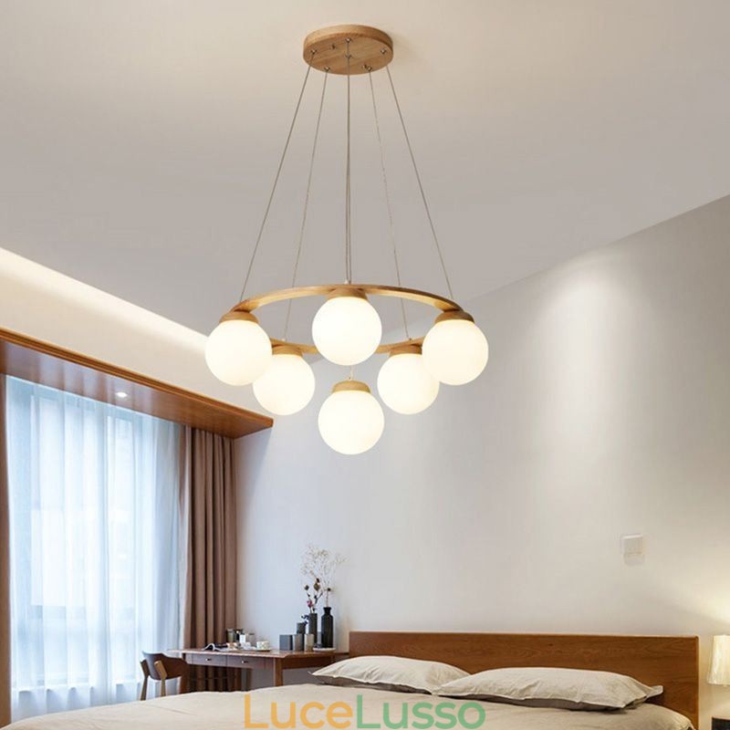 Lampadario in legno giapponese Molecola Lampada a sospensione