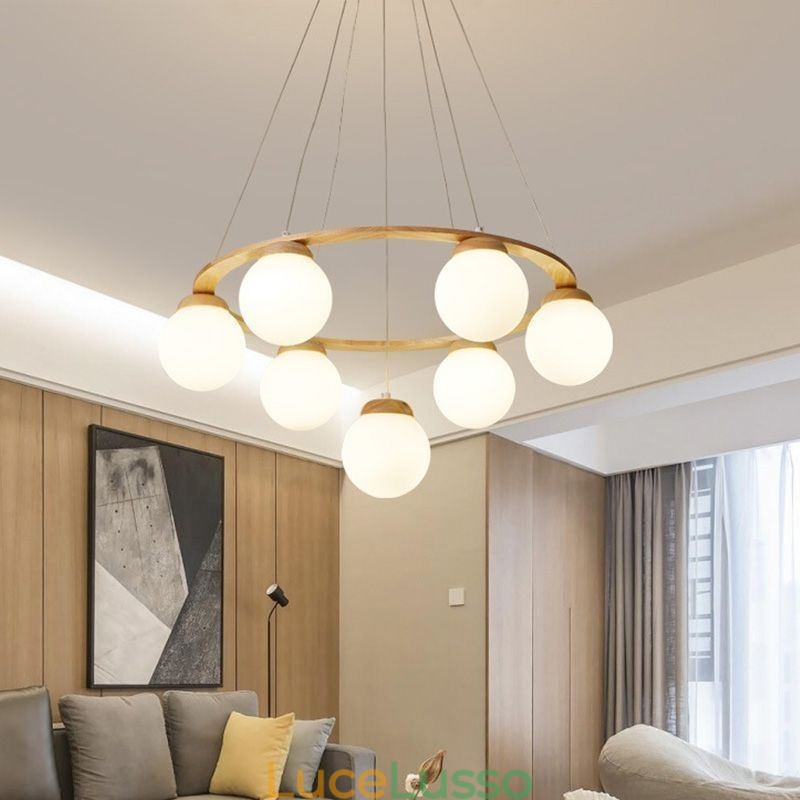Lampadario in legno giapponese Molecola Lampada a sospensione