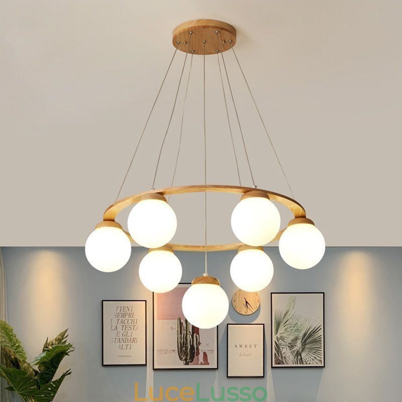Lampadario in legno giapponese Molecola Lampada a sospensione