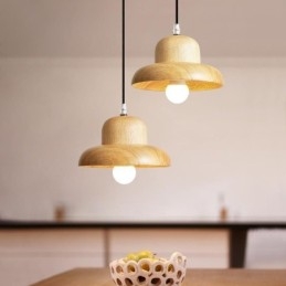 Lampada a sospensione in legno giapponese, lampada a sospensione