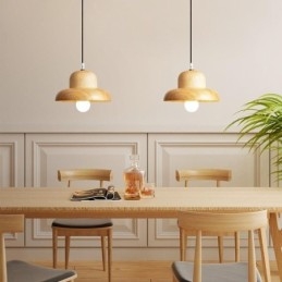 Lampada a sospensione in legno giapponese, lampada a sospensione