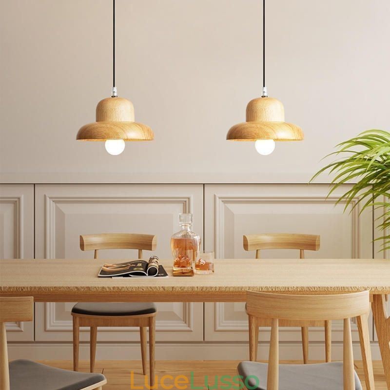 Lampada a sospensione in legno giapponese, lampada a sospensione