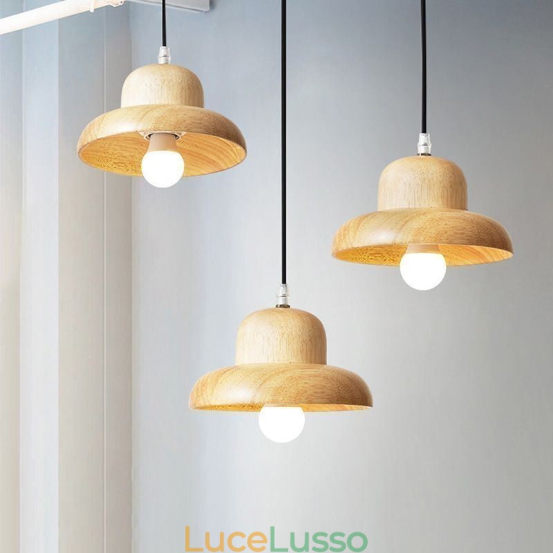 Lampada a sospensione in legno giapponese, lampada a sospensione