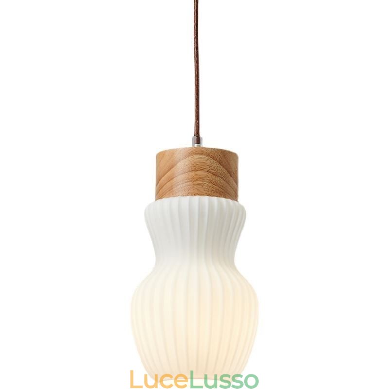 Lampada a sospensione in legno giapponese Lampada a sospensione in vetro Bollitore