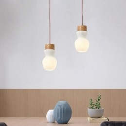 Lampada a sospensione in legno giapponese Lampada a sospensione in vetro Bollitore