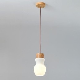 Lampada a sospensione in legno giapponese Lampada a sospensione in vetro Bollitore