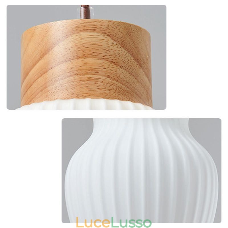 Lampada a sospensione in legno giapponese Lampada a sospensione in vetro Bollitore