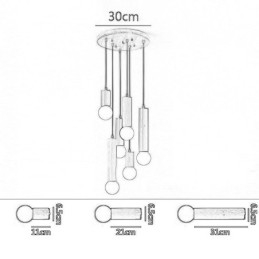 Lampada a sospensione in legno giapponese a 6 luci