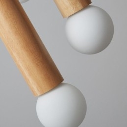 Lampada a sospensione in legno giapponese a 6 luci