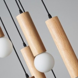 Lampada a sospensione in legno giapponese a 6 luci