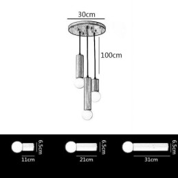 Lampada a sospensione in legno giapponese a 3 luci