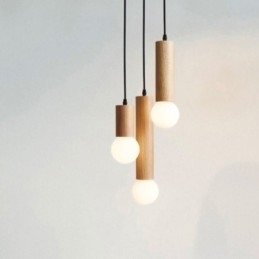 Lampada a sospensione in legno giapponese a 3 luci