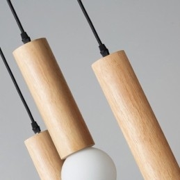 Lampada a sospensione in legno giapponese a 3 luci