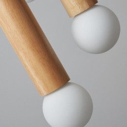 Lampada a sospensione in legno giapponese a 3 luci