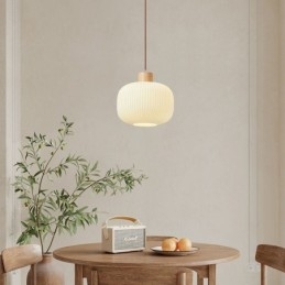 Lampada a sospensione in legno giapponese Lanterna in vetro Lampada a sospensione