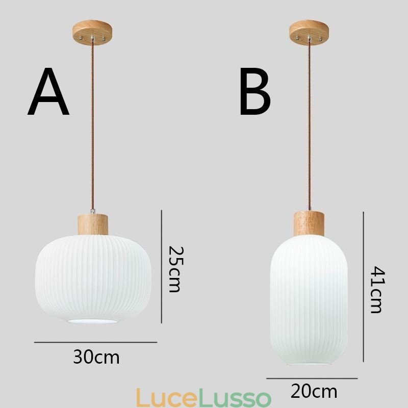 Lampada a sospensione in legno giapponese Lanterna in vetro Lampada a sospensione