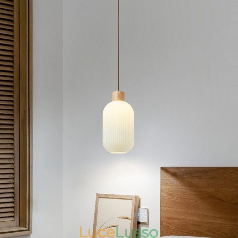 Lampada a sospensione in legno giapponese Lanterna in vetro Lampada a sospensione