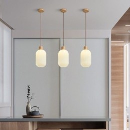 Lampada a sospensione in legno giapponese Lanterna in vetro Lampada a sospensione