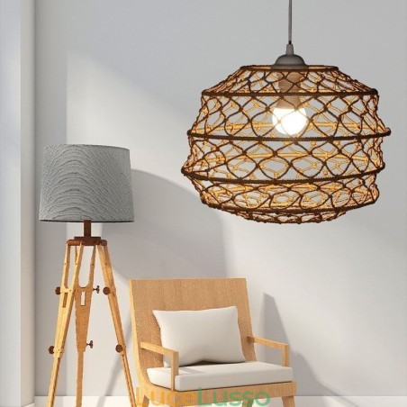 Moderna lampada a sospensione pastorale, lampada a sospensione creativa in rattan con paralume pieghevole Moderna lampada a sospensione pastorale, lampada a sospensione creativa in rattan con paralume pieghevole