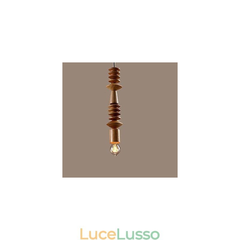 Lampadario Mini Stile Tradizionale Classico Legno Bambù