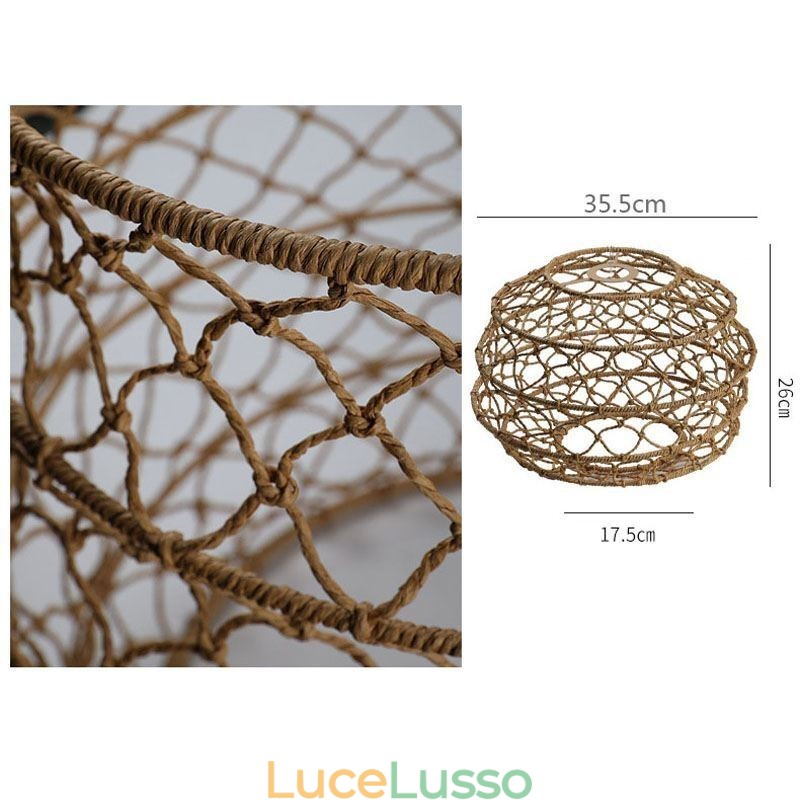 Moderna lampada a sospensione pastorale, lampada a sospensione creativa in rattan con paralume pieghevole