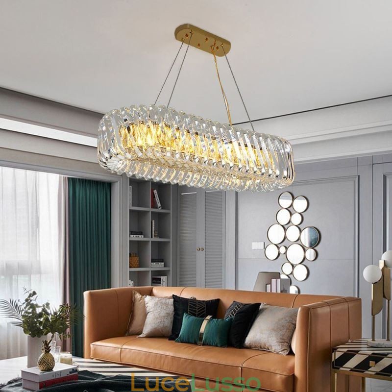 Lampadario in stile europeo con lampada a sospensione in vetro di lusso
