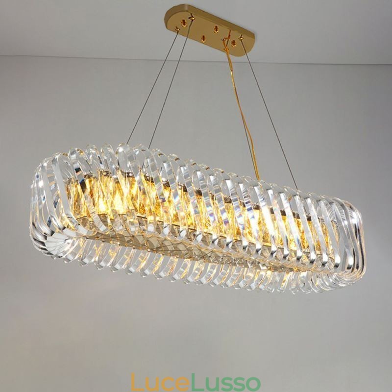 Lampadario in stile europeo con lampada a sospensione in vetro di lusso