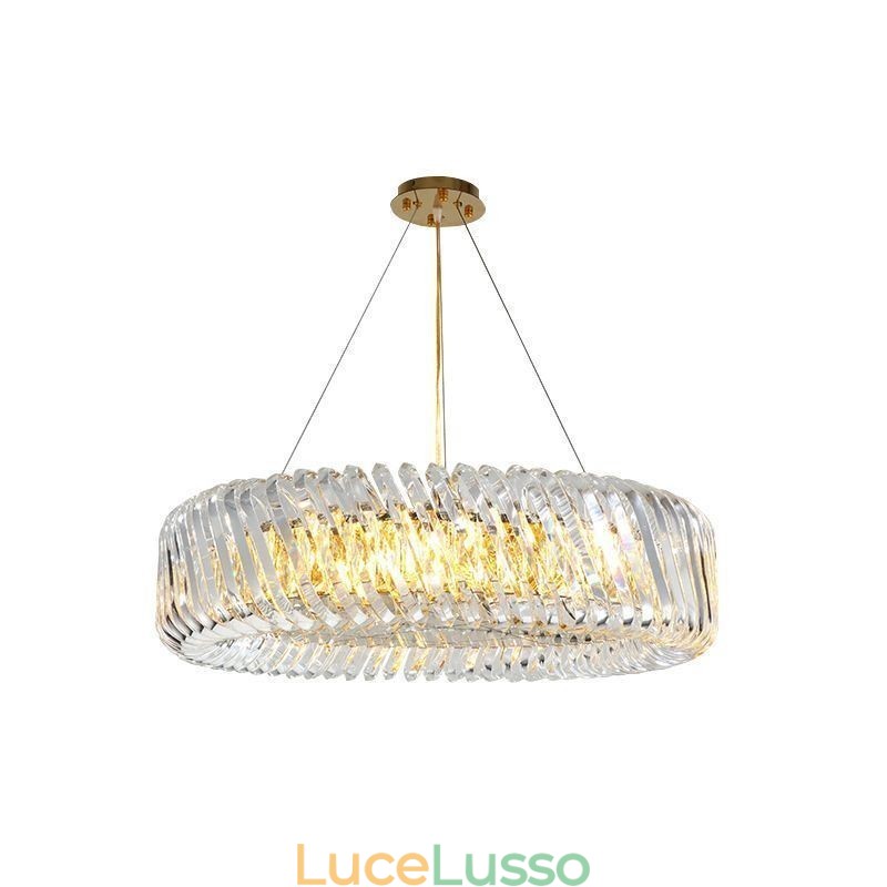 Lampada a sospensione europea rotonda in vetro con decorazione a sospensione