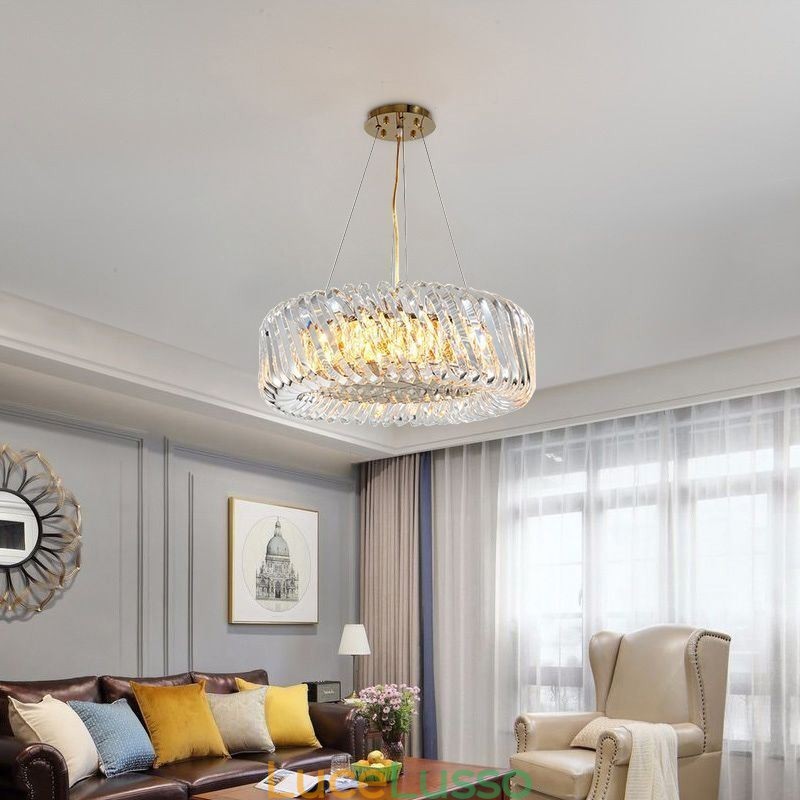 Lampada a sospensione europea rotonda in vetro con decorazione a sospensione