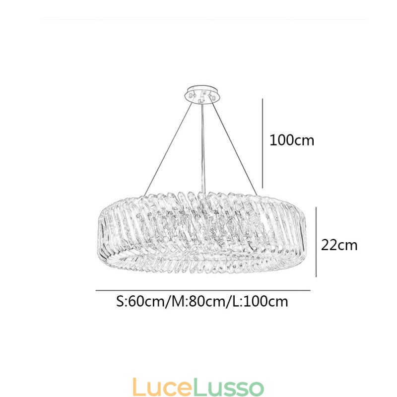 Lampada a sospensione europea rotonda in vetro con decorazione a sospensione