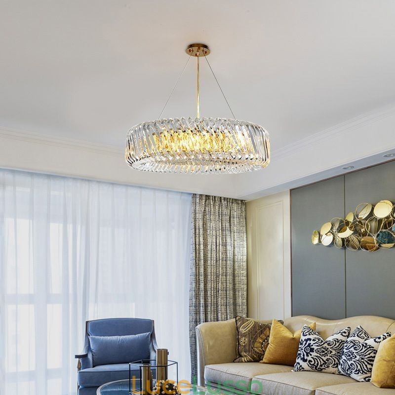 Lampada a sospensione europea rotonda in vetro con decorazione a sospensione