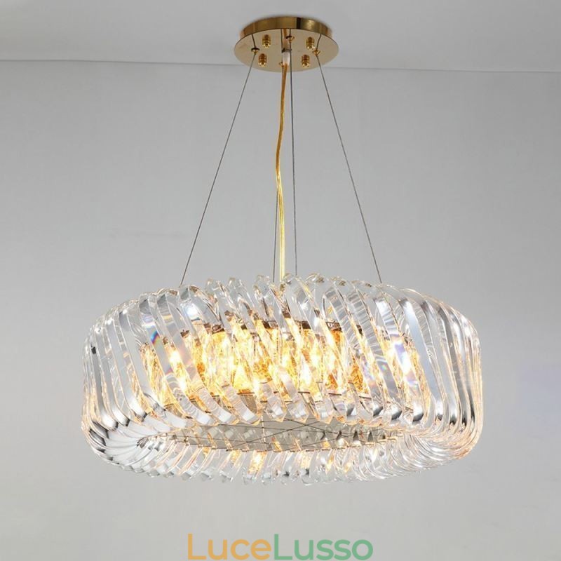 Lampada a sospensione europea rotonda in vetro con decorazione a sospensione