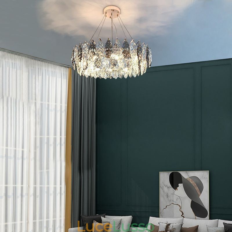 Lampadario a sospensione in ferro europeo creativo con foglia di vetro