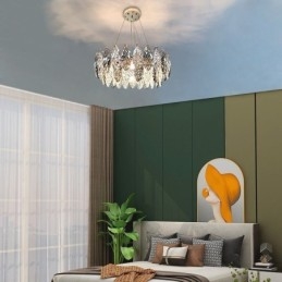 Lampadario a sospensione in ferro europeo creativo con foglia di vetro