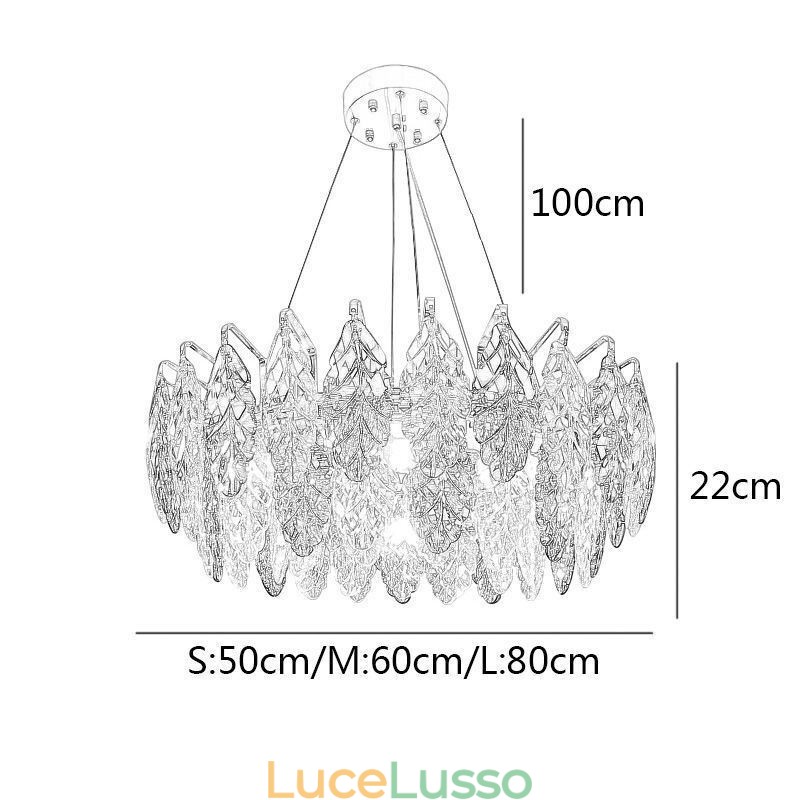 Lampadario a sospensione in ferro europeo creativo con foglia di vetro