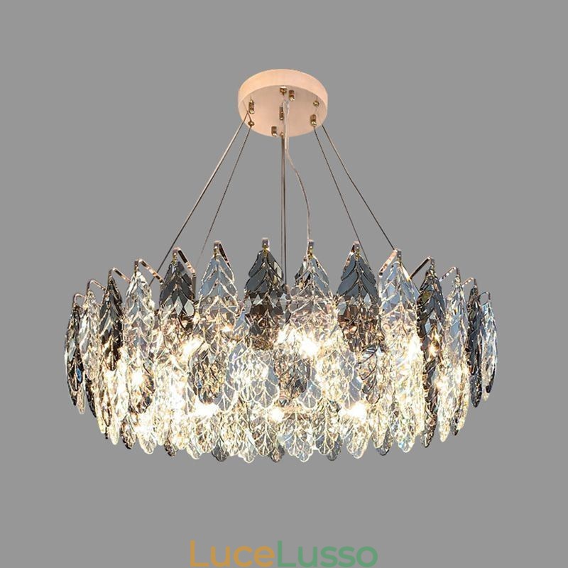 Lampadario a sospensione in ferro europeo creativo con foglia di vetro
